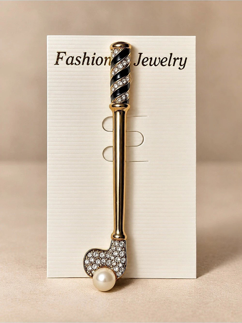 Gold & White Pearl Gold Club Broach